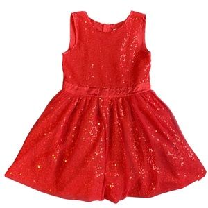 Cat & Jack girls holiday dress. Red with sequins. Size 5T.